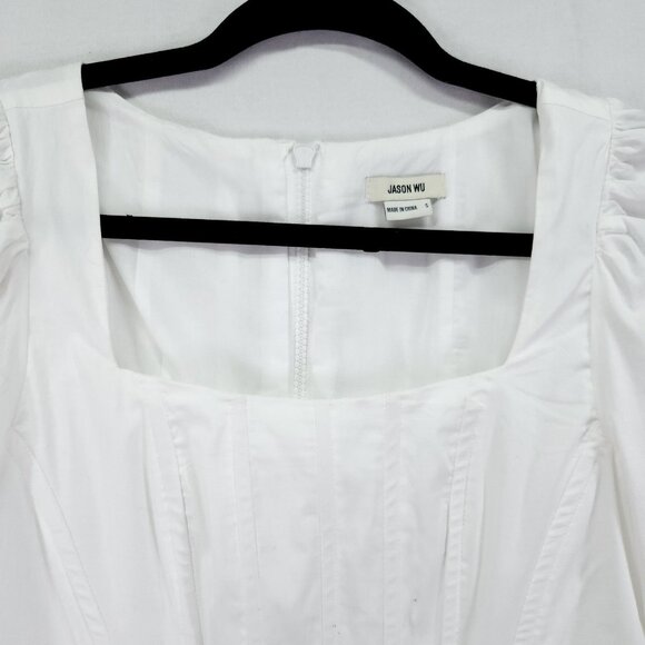 Jason Wu Corset Peasant Top Womens Small White Puffy Sleeve Full Zip Back - Picture 13 of 14